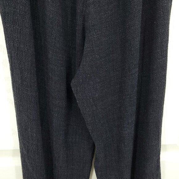 Eileen Fisher Petite Linen-Blend Textured Straight Leg Pants PM Black/Gray - Picture 11 of 16